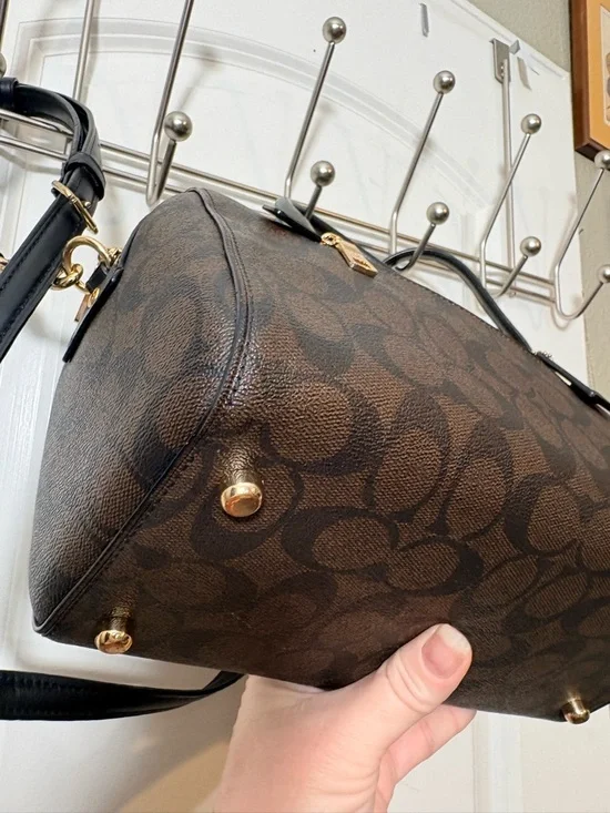 Coach Rowan Satchel Crossbody Signature Canvas Brown/Black F83607 - Picture 3 of 11